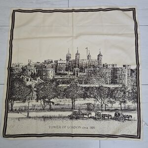 St Michael vintage scarf Tower of London made in Italy brown square